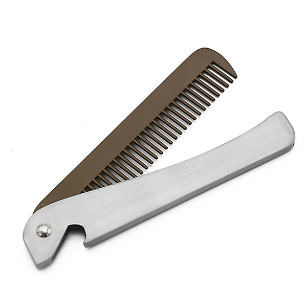 Stainless Steel Pocket Folding Beard Shaping Comb