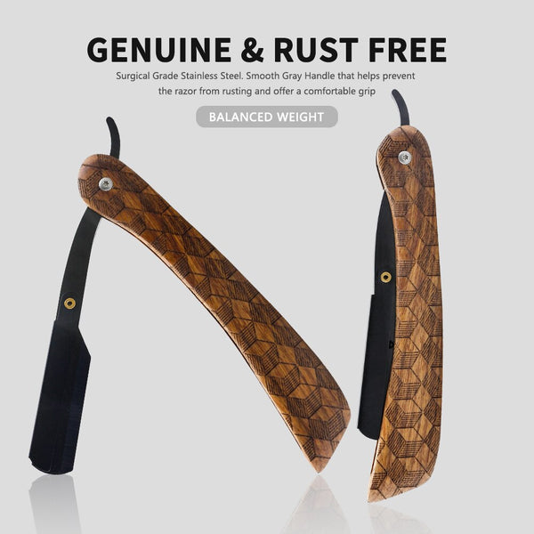 CestoMen Retro Wood Shaving Razor Holder Stainless Steel Blade Shaver