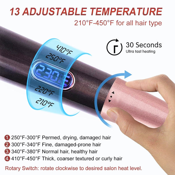 LED Automatic Hair Curler with Tourmaline Ceramic Heater
