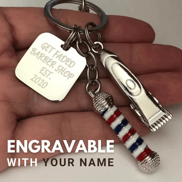 Barber Shop Personalized Key Chain