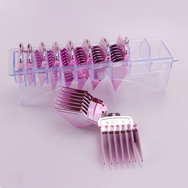 10Pcs Plating Pink Hair Clipper Guide Comb