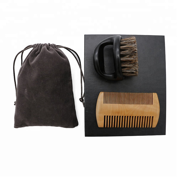 Plastic Handle Round Shaving Brush Beard Kit