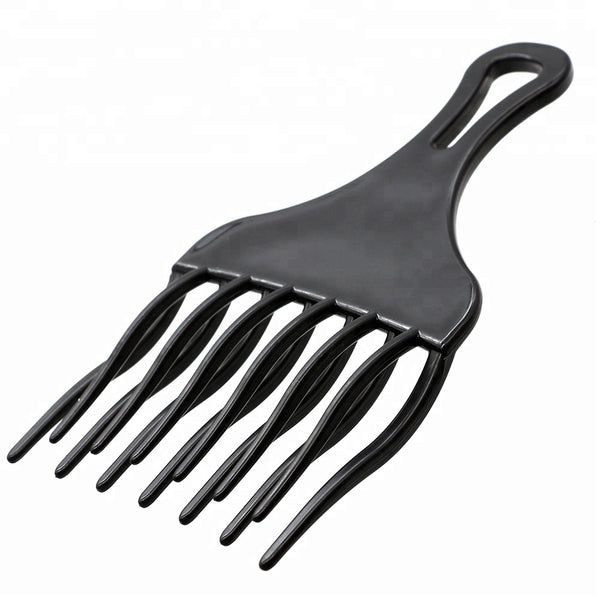 Black Plastic Afro Pick Fork Comb