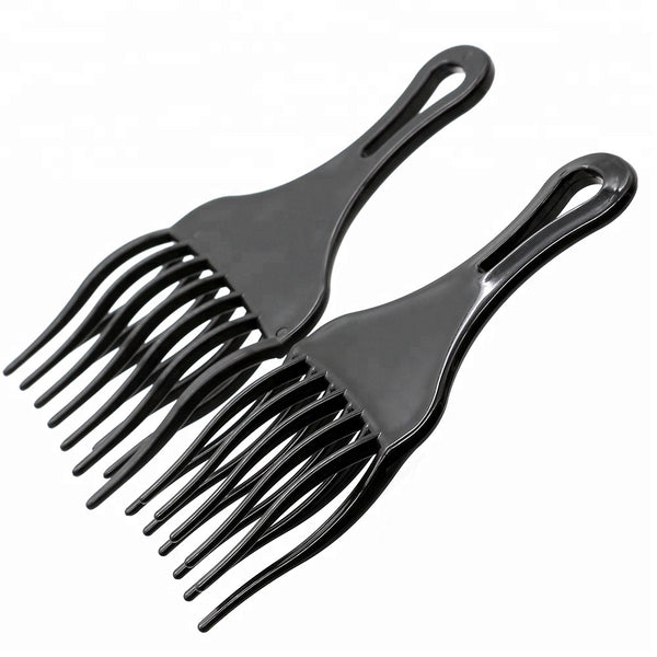 Black Plastic Afro Pick Fork Comb