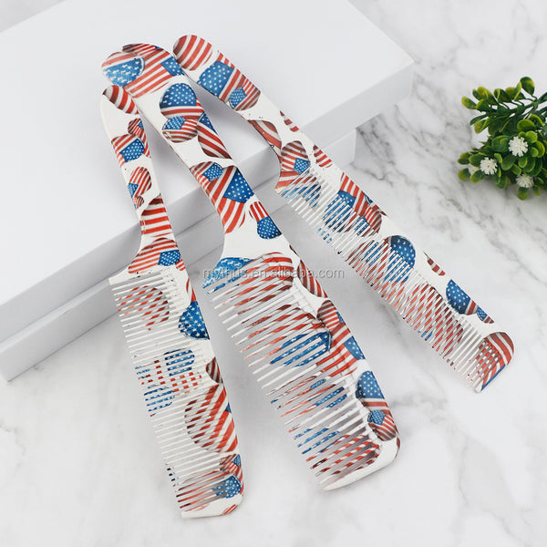 New Technology Water Transfer Printing Flag Pattern Haircut Comb