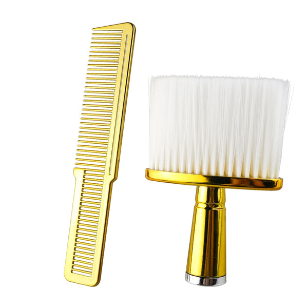 2pcs/Set Plating Gold Hair Clipper Cutting Comb And Brush Set