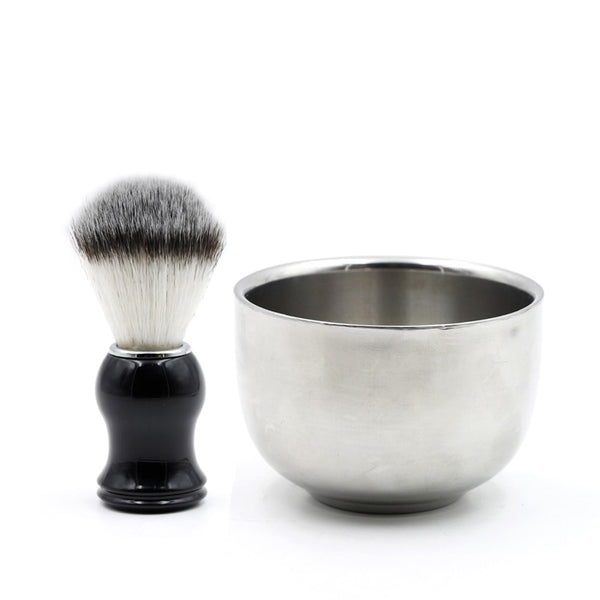 Stainless Steel Shaving Soap Mugs with Badger Hair Shave Brushes