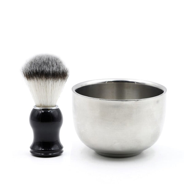 Stainless Steel Shaving Bowl And Brush Set