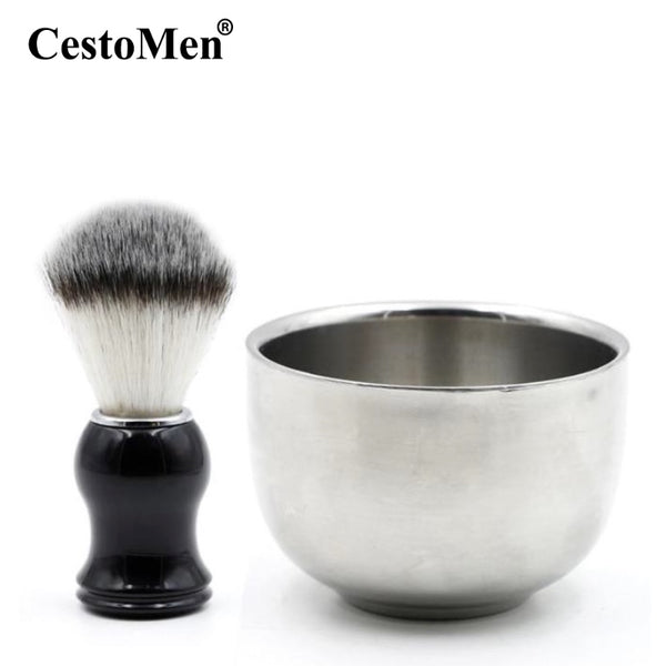 Stainless Steel Shaving Bowl And Brush Set