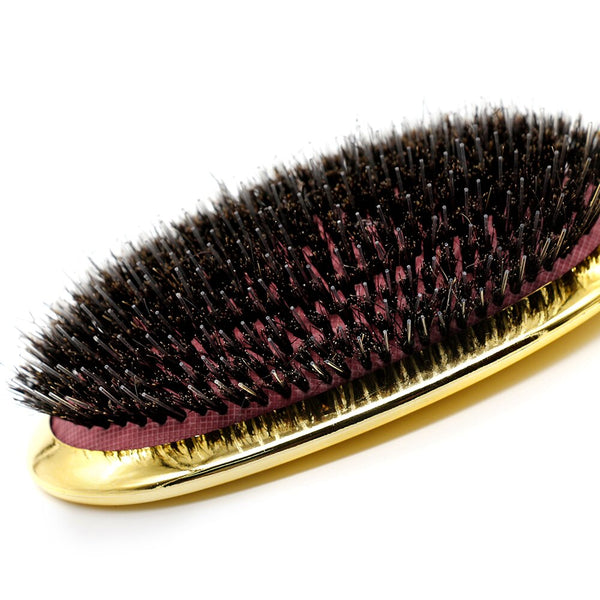 New Boar Bristle Paddle Hair Brush In Gold N Silver