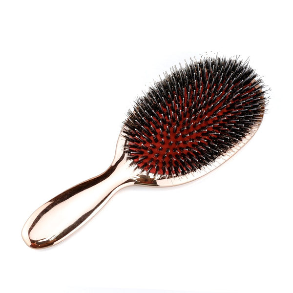 New Boar Bristle Paddle Hair Brush In Gold N Silver