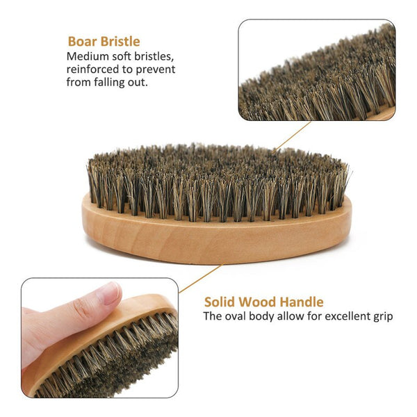 6pcs/set Soft Wooden Boar Bristle Mustache Comb Kit with Gift Bag