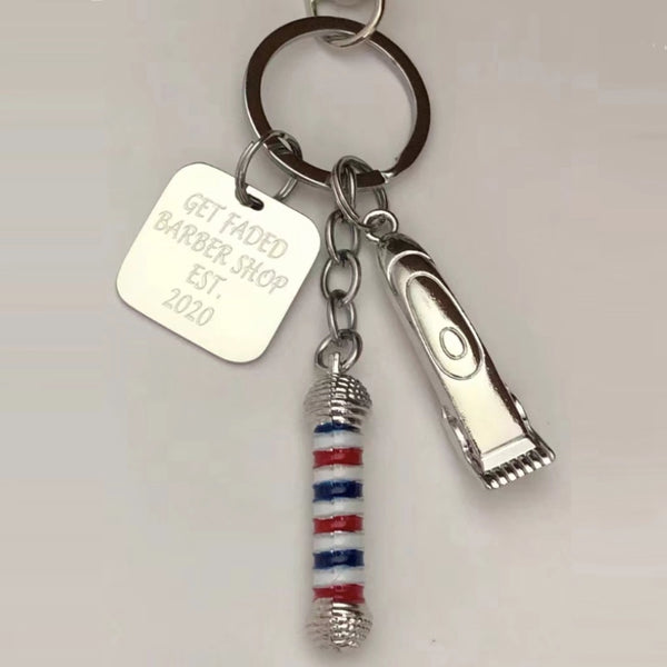 Barber Shop Personalized Key Chain