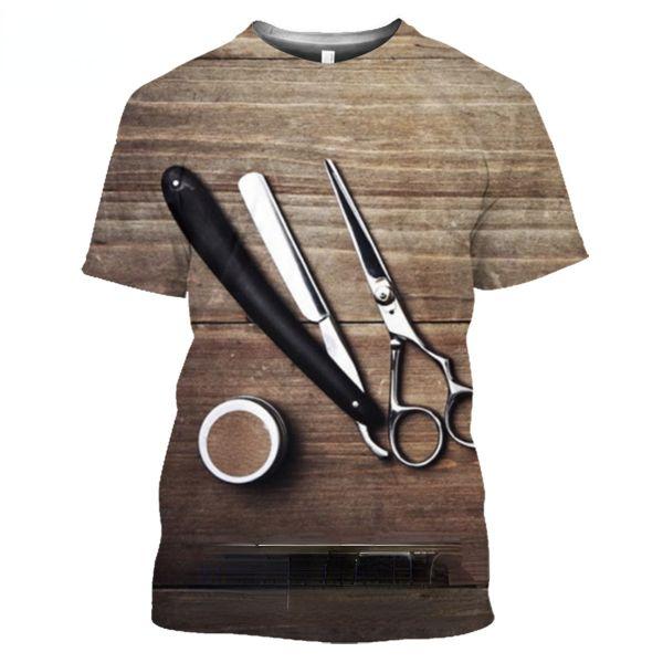 3D Barbershop T-shirt Brown C4