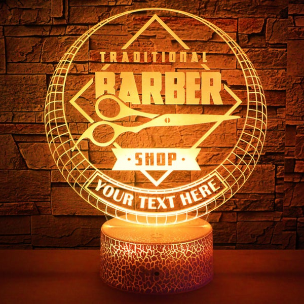 3D LED PERSONALIZED LAMP BARBER Barbershop D3