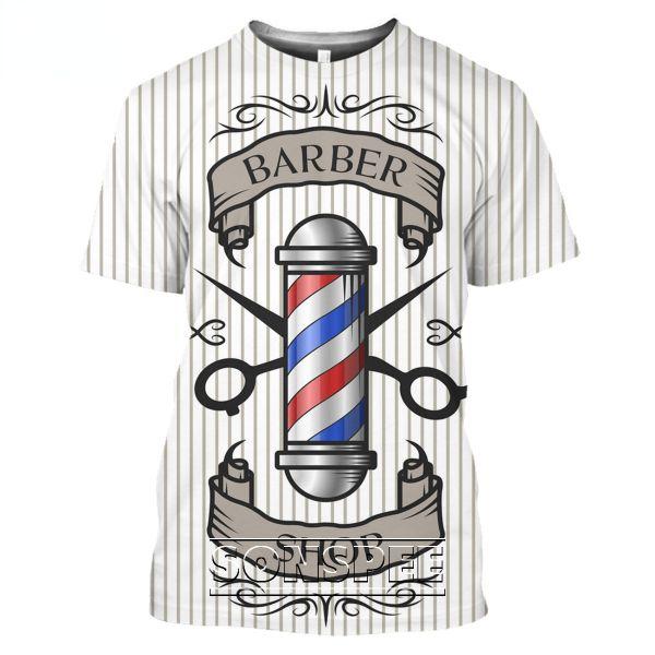3D Barbershop T-shirt Pole C2