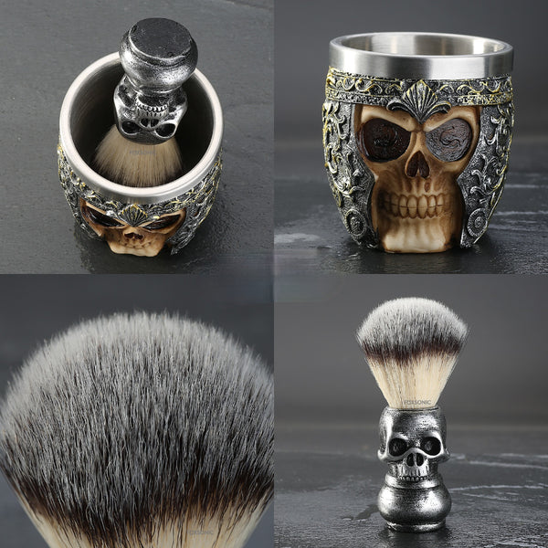 CestoMen Skull Head Shaving Brush Set 2 Colors