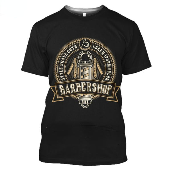 3D Barbershop T-shirt Scissors C10
