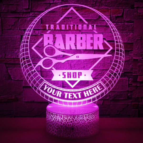 3D LED PERSONALIZED LAMP BARBER Barbershop D3