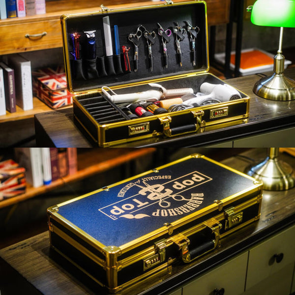 Professional Gold Aluminum Barber Case with LOGO