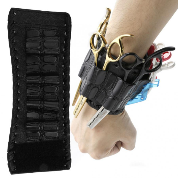 PU Leather Wristband Barber Scissor Bag