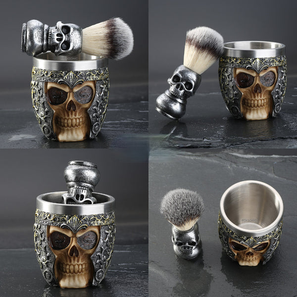 CestoMen Skull Head Shaving Brush Set 2 Colors