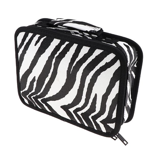 Stylish Zebra-stripe Hairdresser Styling Tools Box Makeup Train Case Barber Travel Organizer Zipper Bag