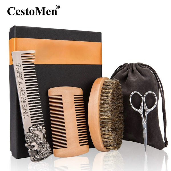 CestoMen 4in1 Gift Box Beard Brush