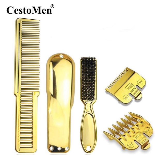 Luxury Pro Clips Case Gold Men's Grooming Beard Tools Set