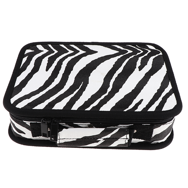 Stylish Zebra-stripe Hairdresser Styling Tools Box Makeup Train Case Barber Travel Organizer Zipper Bag