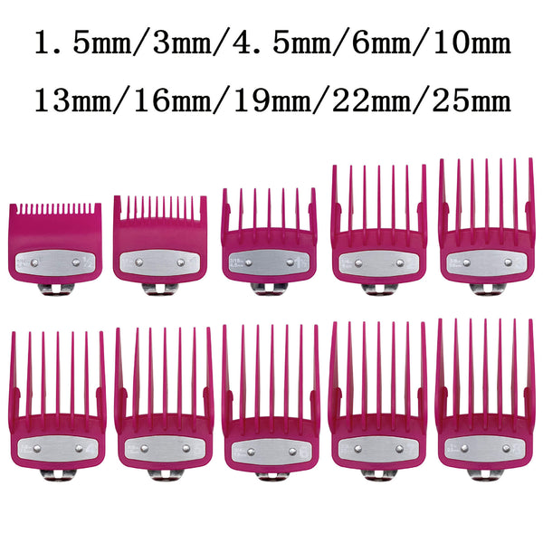 Burgundy 10pcs Clipper Guards For Wahl