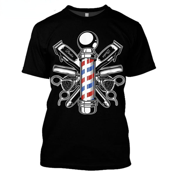 3D Barbershop T-shirt Scissors C11